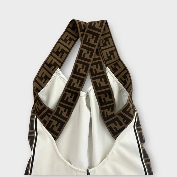 FENDI WHITE MONOGRAM STRETCH FOREVER  JUMPSUIT ROMPER , size S - Picture 5 of 10